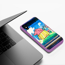 Чехол iPhone XS Max матовый Слониха с кофе, цвет: 3D-фиолетовый — фото 2