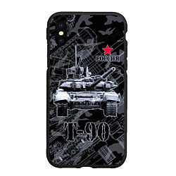 Чехол iPhone XS Max матовый Т-90 Владимир Основной боевой танк России, цвет: 3D-черный