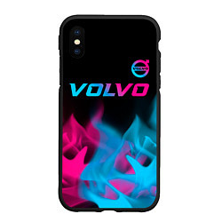 Чехол iPhone XS Max матовый Volvo Neon Gradient, цвет: 3D-черный