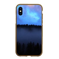 Чехол iPhone XS Max матовый Неоновое небо над лесом, цвет: 3D-коричневый