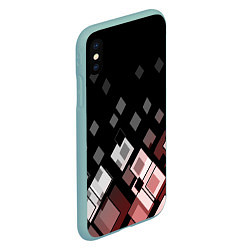 Чехол iPhone XS Max матовый Geometric pattern черно-коричневый узор Ромбы, цвет: 3D-мятный — фото 2