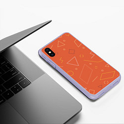 Чехол iPhone XS Max матовый Геометрические Фигуры На Оранжевом Фоне, цвет: 3D-светло-сиреневый — фото 2