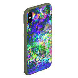 Чехол iPhone XS Max матовый Красочный авангардный глитч Экспрессия, цвет: 3D-темно-зеленый — фото 2