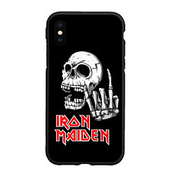 Чехол iPhone XS Max матовый Iron Maiden Череп, цвет: 3D-черный