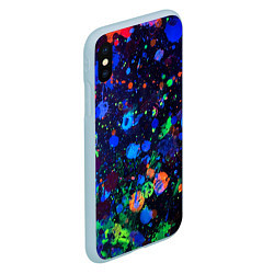 Чехол iPhone XS Max матовый Неоновые мазки красок - Синий, цвет: 3D-голубой — фото 2