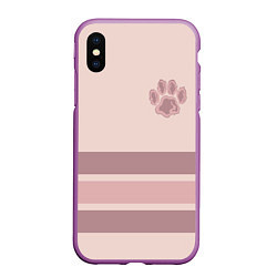 Чехол iPhone XS Max матовый Коричневые полосы на кремовом фоне stripes cream c