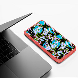 Чехол iPhone XS Max матовый Абстрактный узор Пятна краски, цвет: 3D-красный — фото 2