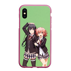 Чехол iPhone XS Max матовый Юи и Юкино OreGairu, цвет: 3D-малиновый