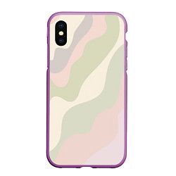 Чехол iPhone XS Max матовый Произвольные цветные полосы colored stripes, цвет: 3D-фиолетовый