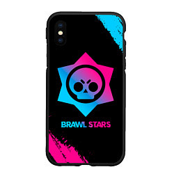 Чехол iPhone XS Max матовый Brawl Stars Neon Gradient, цвет: 3D-черный