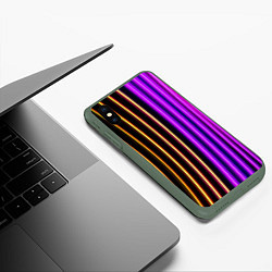 Чехол iPhone XS Max матовый Неоновые линейные фонари - Фиолетовый, цвет: 3D-темно-зеленый — фото 2