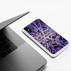 Чехол iPhone XS Max матовый Неоновый абстрактный коридор - Фиолетовый, цвет: 3D-белый — фото 2