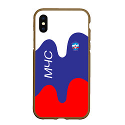Чехол iPhone XS Max матовый МЧС - флаг России, цвет: 3D-коричневый
