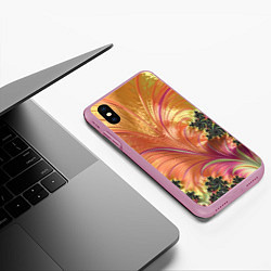 Чехол iPhone XS Max матовый Фрактальный динамичный паттерн, цвет: 3D-розовый — фото 2