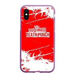 Чехол iPhone XS Max матовый Five Finger Death Punch - metal, цвет: 3D-фиолетовый