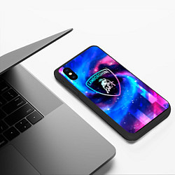 Чехол iPhone XS Max матовый Lamborghini Неоновый Космос, цвет: 3D-черный — фото 2