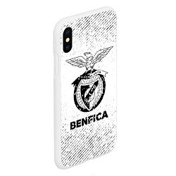 Чехол iPhone XS Max матовый Benfica с потертостями на светлом фоне, цвет: 3D-белый — фото 2