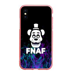Чехол iPhone XS Max матовый Five Nights At Freddys - огонь неон, цвет: 3D-баблгам