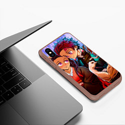 Чехол iPhone XS Max матовый Клинок рассекающий демонов - Все в сборе, цвет: 3D-коричневый — фото 2