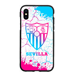 Чехол iPhone XS Max матовый Sevilla FC Neon Gradient, цвет: 3D-черный