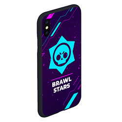 Чехол iPhone XS Max матовый Символ Brawl Stars в неоновых цветах на темном фон, цвет: 3D-черный — фото 2