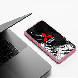 Чехол iPhone XS Max матовый Mitsubishi - След протектора, цвет: 3D-малиновый — фото 2