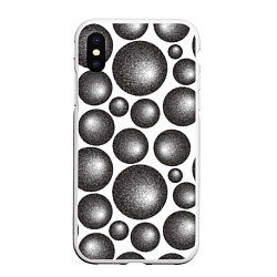 Чехол iPhone XS Max матовый Объёмные шары - текстура, цвет: 3D-белый