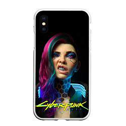 Чехол iPhone XS Max матовый Cyberpunk - girl grillz, цвет: 3D-белый