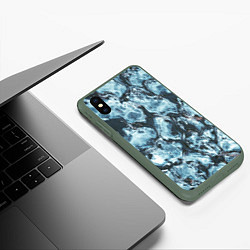 Чехол iPhone XS Max матовый Холодная ледяная броня - Синий, цвет: 3D-темно-зеленый — фото 2