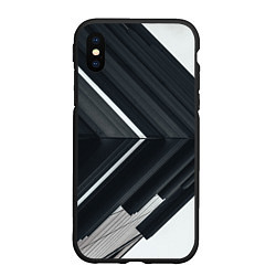 Чехол iPhone XS Max матовый Абстрактные геометрические линии - Белый, цвет: 3D-черный