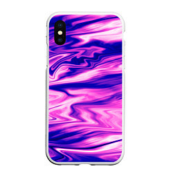 Чехол iPhone XS Max матовый Розово-фиолетовый мраморный узор, цвет: 3D-белый