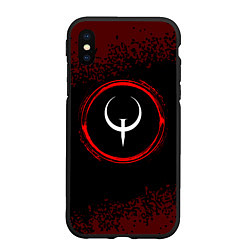 Чехол iPhone XS Max матовый Символ Quake и краска вокруг на темном фоне, цвет: 3D-черный