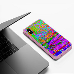 Чехол iPhone XS Max матовый Пиксельный глитч-арт паттерн, цвет: 3D-розовый — фото 2