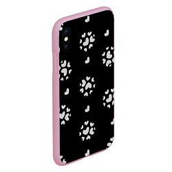 Чехол iPhone XS Max матовый Серые сердца на черном фоне, цвет: 3D-розовый — фото 2