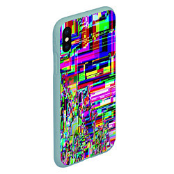 Чехол iPhone XS Max матовый Яркий авангардный глитч, цвет: 3D-мятный — фото 2