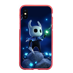 Чехол iPhone XS Max матовый Hollow Knight неоновые бабочки, цвет: 3D-красный