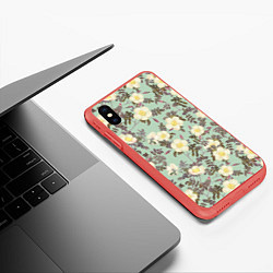Чехол iPhone XS Max матовый Цветы Дикий Шиповник, цвет: 3D-красный — фото 2