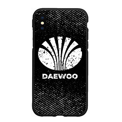 Чехол iPhone XS Max матовый Daewoo с потертостями на темном фоне, цвет: 3D-черный