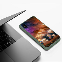 Чехол iPhone XS Max матовый Неоновые огни и краска во тьме - Оранжевый, цвет: 3D-темно-зеленый — фото 2