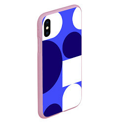 Чехол iPhone XS Max матовый Абстрактный набор геометрических фигур - Синий фон, цвет: 3D-розовый — фото 2