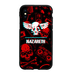 Чехол iPhone XS Max матовый Nazareth rock glitch, цвет: 3D-черный