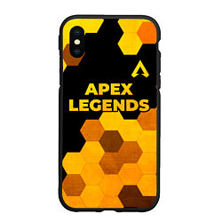 Чехол iPhone XS Max матовый Apex Legends - gold gradient: символ сверху, цвет: 3D-черный