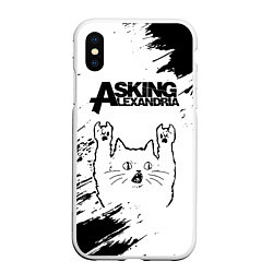 Чехол iPhone XS Max матовый Asking Alexandria рок кот на светлом фоне