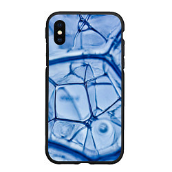 Чехол iPhone XS Max матовый Абстрактная синяя ледяная броня, цвет: 3D-черный