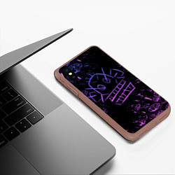 Чехол iPhone XS Max матовый League Of Legends неон - Arcane neon, цвет: 3D-коричневый — фото 2