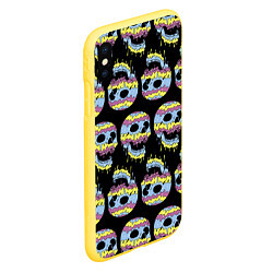 Чехол iPhone XS Max матовый Прикольные красочные черепа - паттерн, цвет: 3D-желтый — фото 2