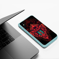 Чехол iPhone XS Max матовый Красная обезьяна, цвет: 3D-мятный — фото 2