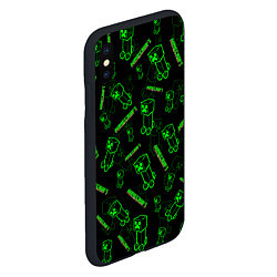 Чехол iPhone XS Max матовый Minecraft - Creeper салатовый неон, цвет: 3D-черный — фото 2