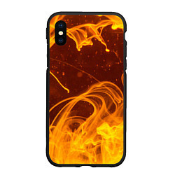 Чехол iPhone XS Max матовый Абстрактные языки пламени из красок, цвет: 3D-черный