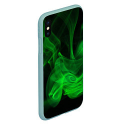 Чехол iPhone XS Max матовый Зелёный абстрактный дым, цвет: 3D-мятный — фото 2